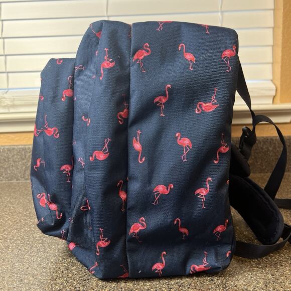 Trans JanSport TM60 Superbreak Backpack Blue With Pink Flamingos - Picture 4 of 8